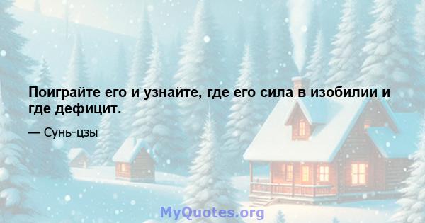 Поиграйте его и узнайте, где его сила в изобилии и где дефицит.