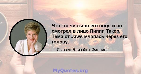 Что -то чистило его ногу, и он смотрел в лицо Пиппи Такер. Тема от Jaws мчалась через его голову.