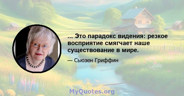 ... Это парадокс видения: резкое восприятие смягчает наше существование в мире.