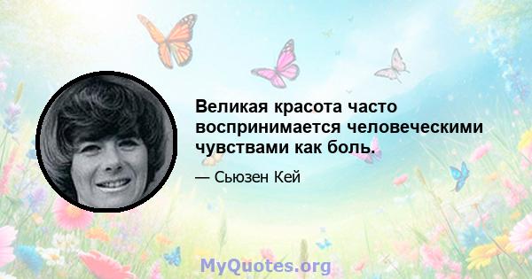 Великая красота часто воспринимается человеческими чувствами как боль.