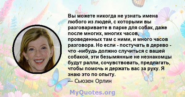 Вы можете никогда не узнать имена любого из людей, с которыми вы разговариваете в парке для собак, даже после многих, многих часов, проведенных там с ними, и много часов разговора. Но если - постучать в дерево - что