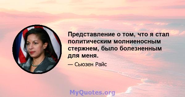 Представление о том, что я стал политическим молниеносным стержнем, было болезненным для меня.