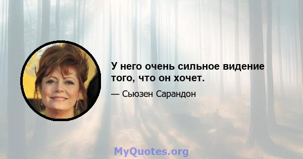 У него очень сильное видение того, что он хочет.