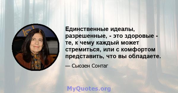 Единственные идеалы, разрешенные, - это здоровые - те, к чему каждый может стремиться, или с комфортом представить, что вы обладаете.