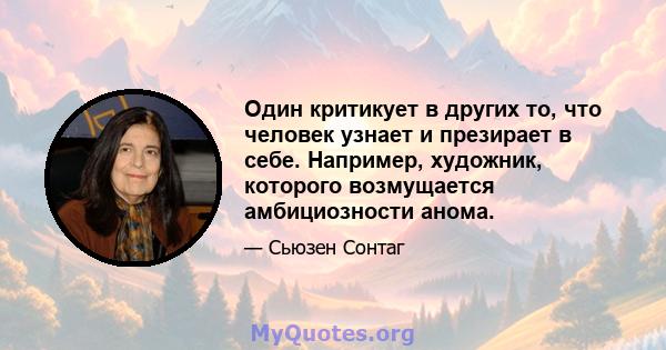 Один критикует в других то, что человек узнает и презирает в себе. Например, художник, которого возмущается амбициозности анома.