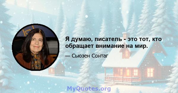 Я думаю, писатель - это тот, кто обращает внимание на мир.