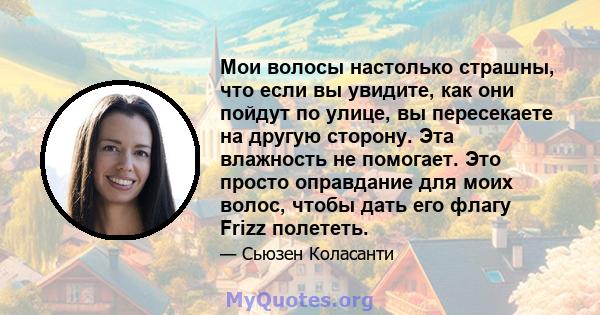 Мои волосы настолько страшны, что если вы увидите, как они пойдут по улице, вы пересекаете на другую сторону. Эта влажность не помогает. Это просто оправдание для моих волос, чтобы дать его флагу Frizz полететь.