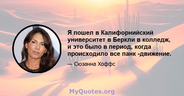 Я пошел в Калифорнийский университет в Беркли в колледж, и это было в период, когда происходило все панк -движение.