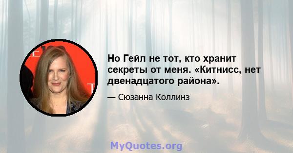 Но Гейл не тот, кто хранит секреты от меня. «Китнисс, нет двенадцатого района».