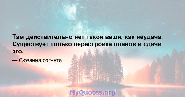 Там действительно нет такой вещи, как неудача. Существует только перестройка планов и сдачи эго.