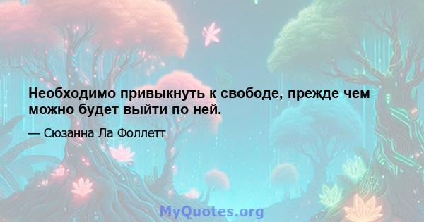 Необходимо привыкнуть к свободе, прежде чем можно будет выйти по ней.