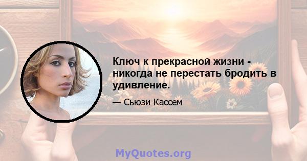 Ключ к прекрасной жизни - никогда не перестать бродить в удивление.