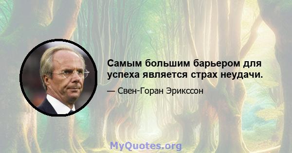 Самым большим барьером для успеха является страх неудачи.