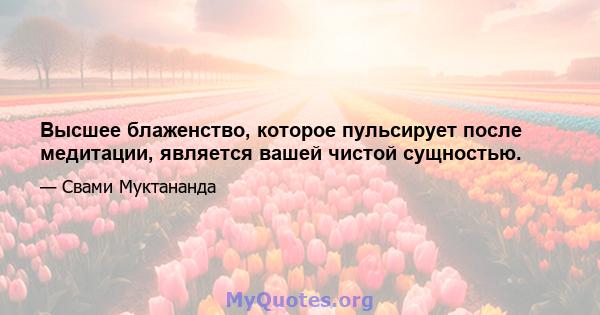 Высшее блаженство, которое пульсирует после медитации, является вашей чистой сущностью.