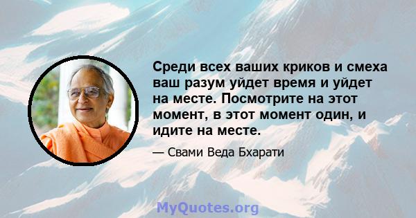 Среди всех ваших криков и смеха ваш разум уйдет время и уйдет на месте. Посмотрите на этот момент, в этот момент один, и идите на месте.