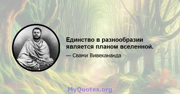 Единство в разнообразии является планом вселенной.