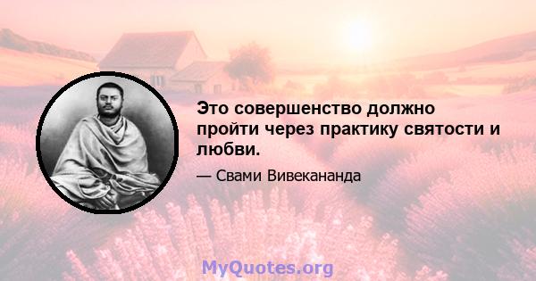 Это совершенство должно пройти через практику святости и любви.