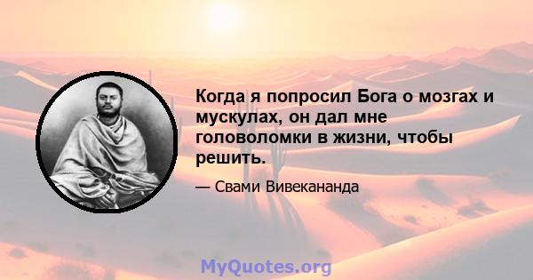 Когда я попросил Бога о мозгах и мускулах, он дал мне головоломки в жизни, чтобы решить.