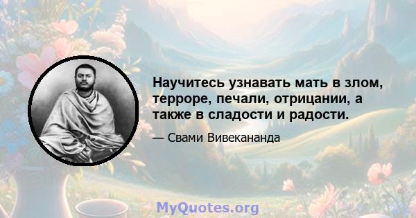 Научитесь узнавать мать в злом, терроре, печали, отрицании, а также в сладости и радости.