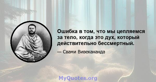 Ошибка в том, что мы цепляемся за тело, когда это дух, который действительно бессмертный.