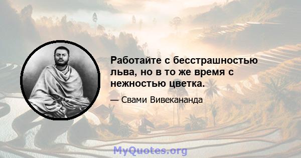 Работайте с бесстрашностью льва, но в то же время с нежностью цветка.