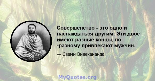 Совершенство - это одно и наслаждаться другим; Эти двое имеют разные концы, по -разному привлекают мужчин.