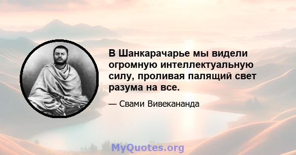 В Шанкарачарье мы видели огромную интеллектуальную силу, проливая палящий свет разума на все.