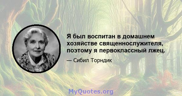 Я был воспитан в домашнем хозяйстве священнослужителя, поэтому я первоклассный лжец.