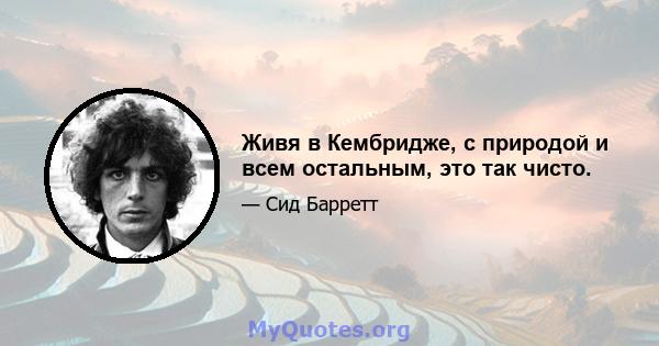 Живя в Кембридже, с природой и всем остальным, это так чисто.