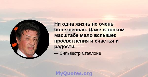 Ни одна жизнь не очень болезненная. Даже в тонком масштабе мало вспышек просветления и счастья и радости.