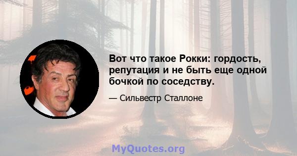 Вот что такое Рокки: гордость, репутация и не быть еще одной бочкой по соседству.