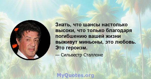 Знать, что шансы настолько высоки, что только благодаря погибшению вашей жизни выживут миньоны, это любовь. Это героизм.