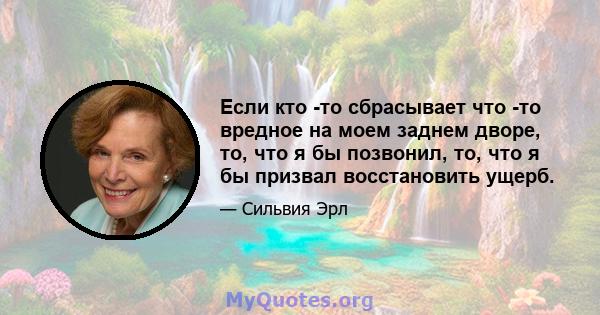 Если кто -то сбрасывает что -то вредное на моем заднем дворе, то, что я бы позвонил, то, что я бы призвал восстановить ущерб.