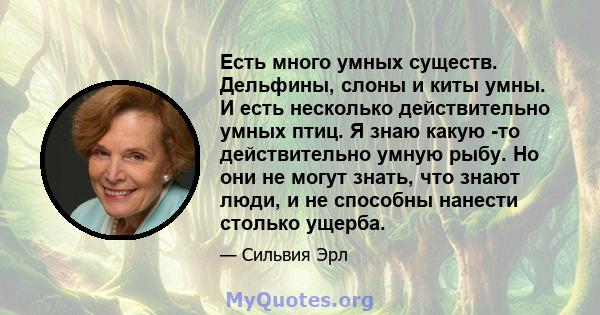 Есть много умных существ. Дельфины, слоны и киты умны. И есть несколько действительно умных птиц. Я знаю какую -то действительно умную рыбу. Но они не могут знать, что знают люди, и не способны нанести столько ущерба.