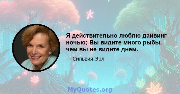 Я действительно люблю дайвинг ночью; Вы видите много рыбы, чем вы не видите днем.