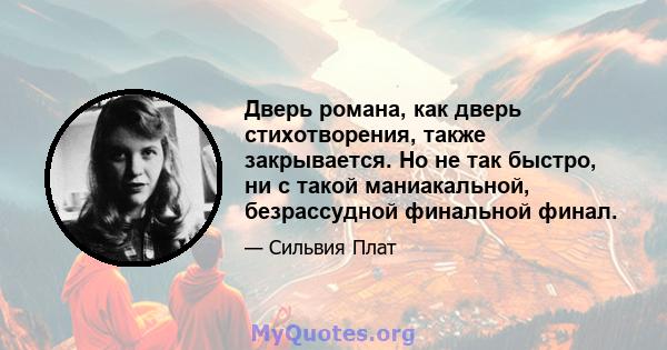 Дверь романа, как дверь стихотворения, также закрывается. Но не так быстро, ни с такой маниакальной, безрассудной финальной финал.