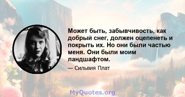 Может быть, забывчивость, как добрый снег, должен оцепенеть и покрыть их. Но они были частью меня. Они были моим ландшафтом.