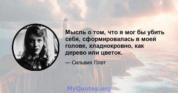 Мысль о том, что я мог бы убить себя, сформировалась в моей голове, хладнокровно, как дерево или цветок.