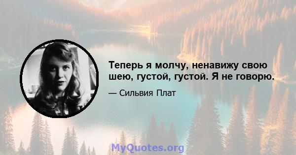 Теперь я молчу, ненавижу свою шею, густой, густой. Я не говорю.