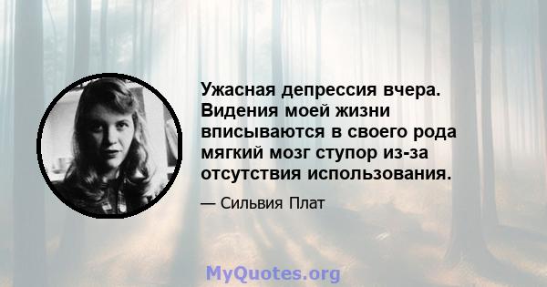 Ужасная депрессия вчера. Видения моей жизни вписываются в своего рода мягкий мозг ступор из-за отсутствия использования.