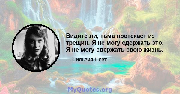 Видите ли, тьма протекает из трещин. Я не могу сдержать это. Я не могу сдержать свою жизнь.