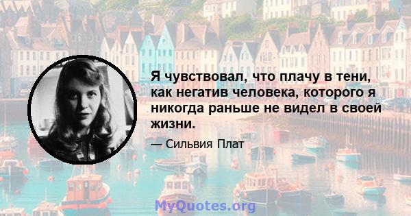 Я чувствовал, что плачу в тени, как негатив человека, которого я никогда раньше не видел в своей жизни.