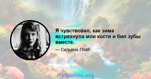 Я чувствовал, как зима встряхнула мои кости и бил зубы вместе.