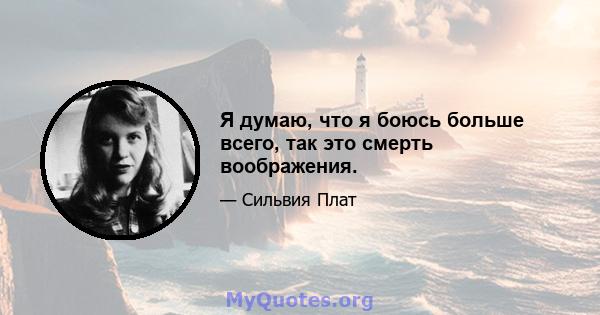 Я думаю, что я боюсь больше всего, так это смерть воображения.