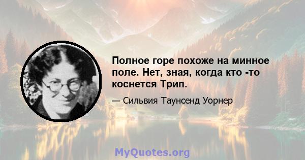 Полное горе похоже на минное поле. Нет, зная, когда кто -то коснется Трип.