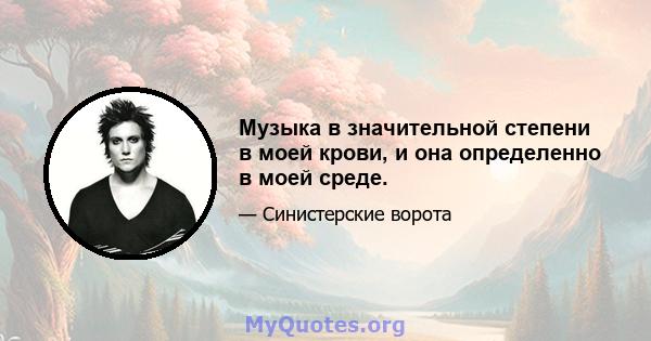 Музыка в значительной степени в моей крови, и она определенно в моей среде.