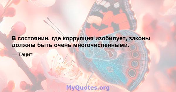 В состоянии, где коррупция изобилует, законы должны быть очень многочисленными.