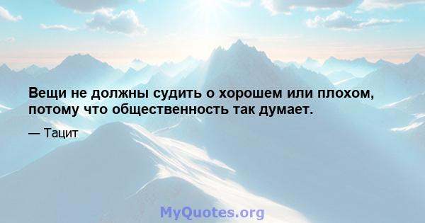 Вещи не должны судить о хорошем или плохом, потому что общественность так думает.