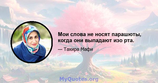 Мои слова не носят парашюты, когда они выпадают изо рта.