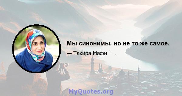 Мы синонимы, но не то же самое.